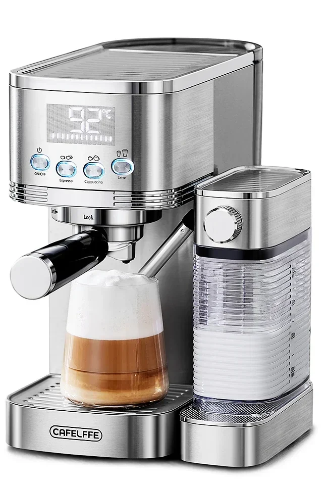 S0417129aa6624aa992c432321deb0bdae.webp Machine à espresso automatique Cafelffe 20 bars – Mousseur à lait, machine à cappuccino et latte, design en acier inoxydable – Image 1